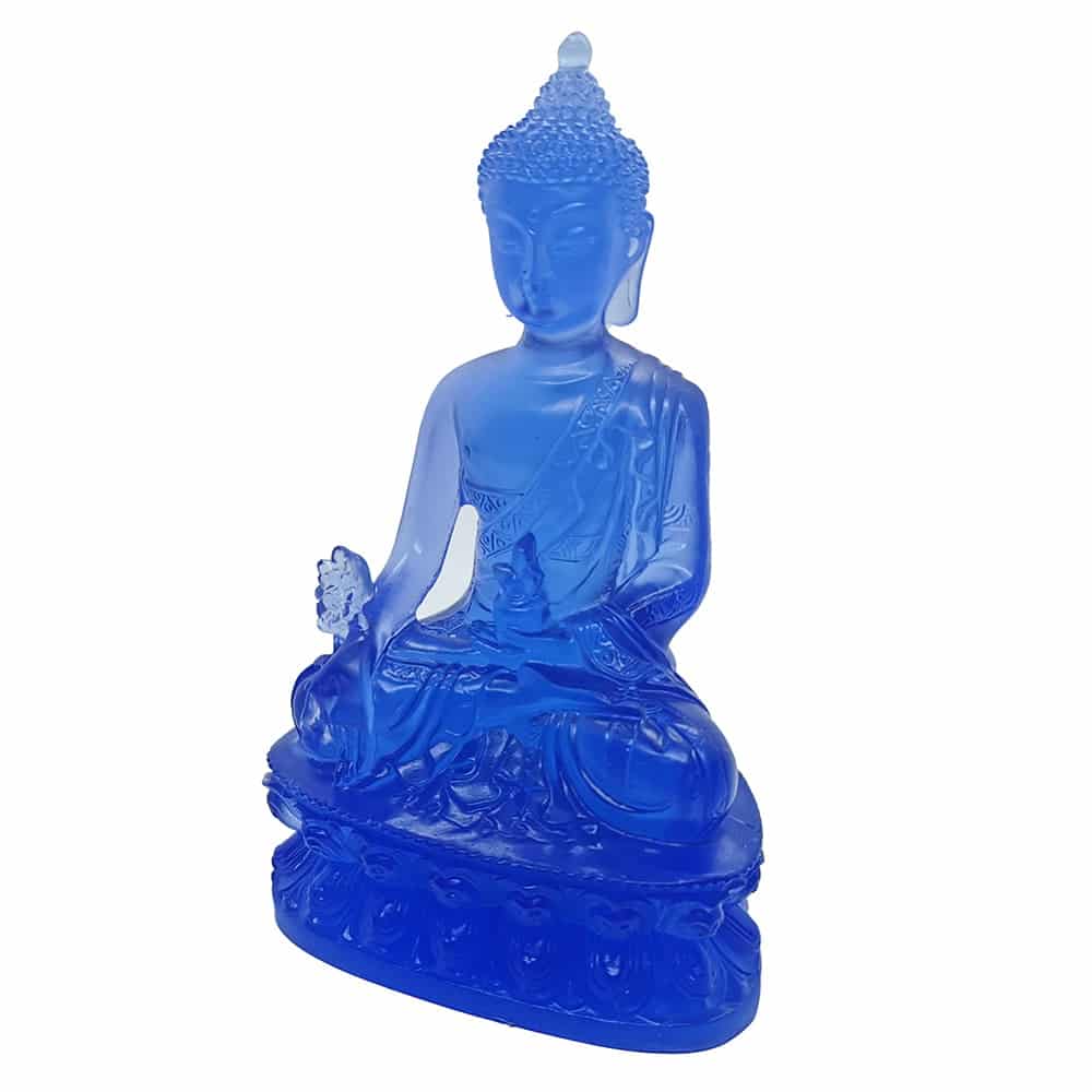 Statueta cu Buddha medicine albastra cu floare de lotus - 1 | YEO