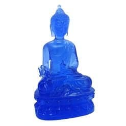 Statueta cu Buddha medicinei albastra cu floare de lotus (3)