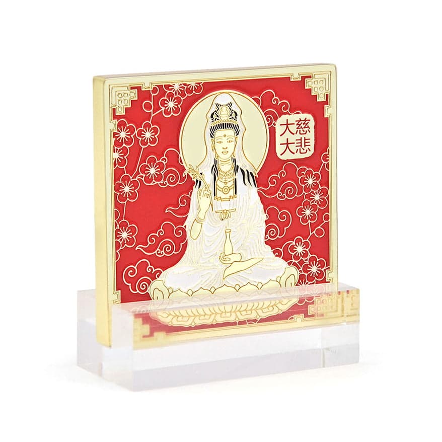 Placa cu zeita Kwan Yin si matra OM MANI PADME HUM - 1 | YEO