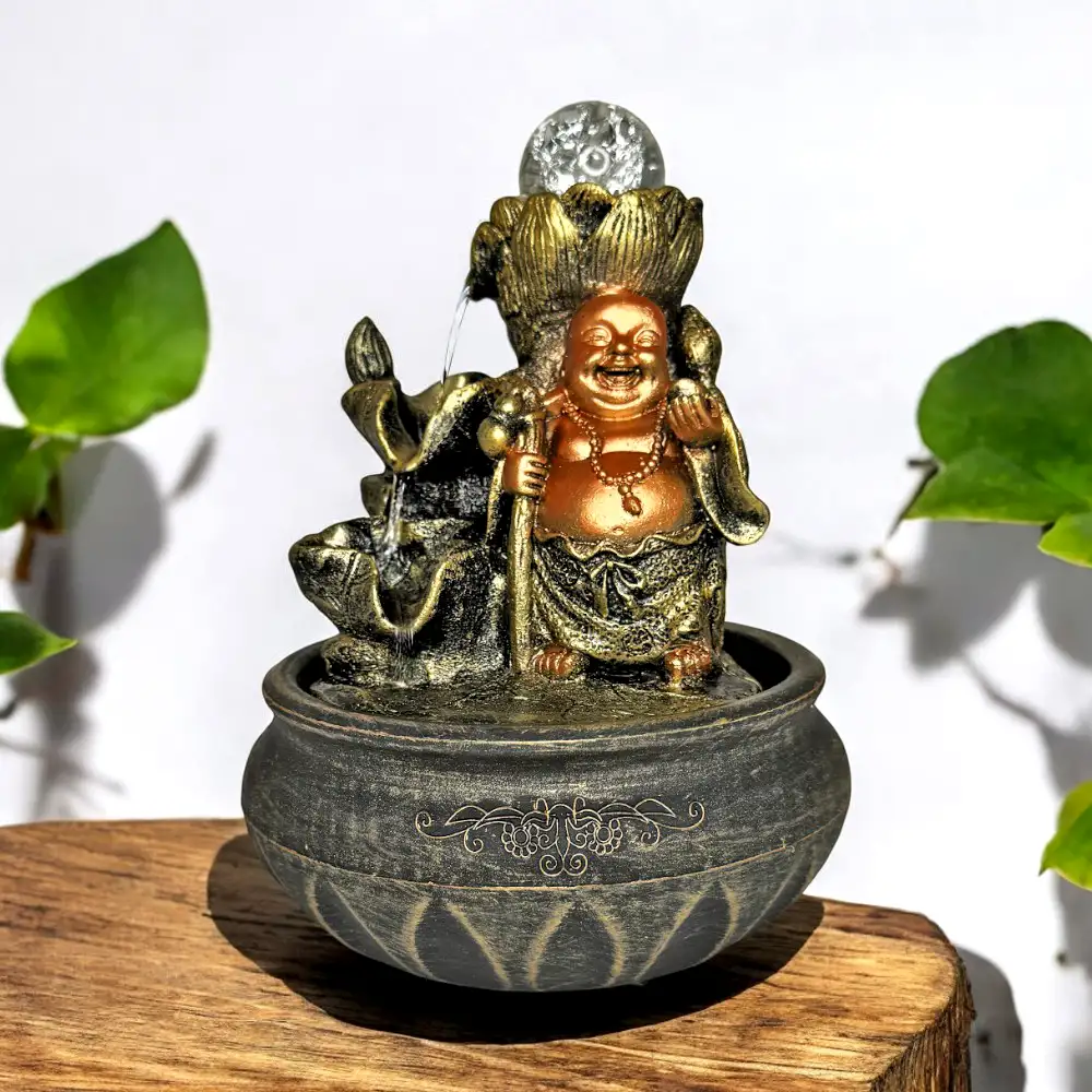 Fantana de apa Feng Shui in trepte cu lumina led si Buddha Razand